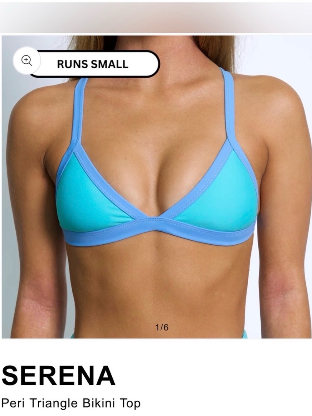93 Play Street Serena Peri Triangle Bikini Top, size L